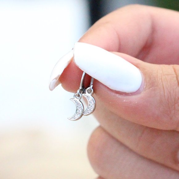 Delicate Moon Stainless Steel Cuff Earrings - Picture 3 of 3